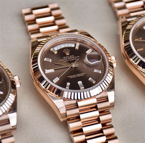 rolex day date rose gold brown face|Rolex Day-Date 40 everose.